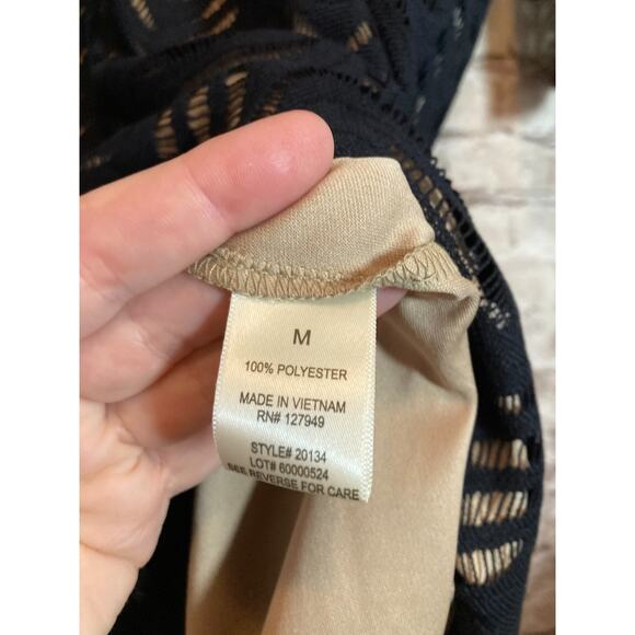 Emma & Michele Dress Womens Medium Black All Over Embroidered Lace Stretch - Picture 14 of 15